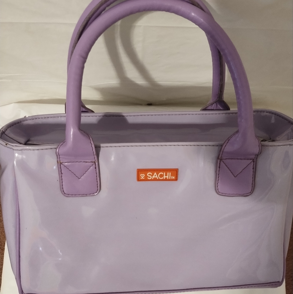 Sachi women's insulated summer fashion purple lunch tote/ bag purse w straps